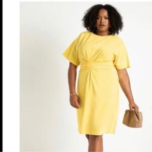 ELOQUII Yellow Twist-Front Dress | Size 18
